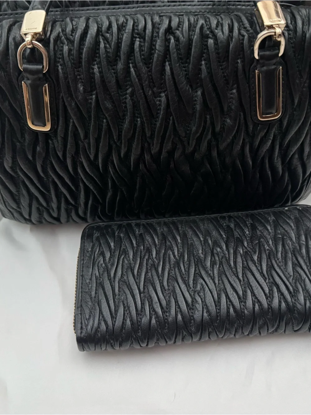 Coach Madison Gathered Leather Sophia Satchel with Matching Wallet